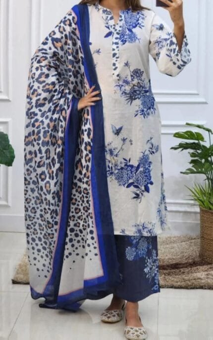 Dress premium cotton digital printed, Salwer cotton Dupatta Chiffon
