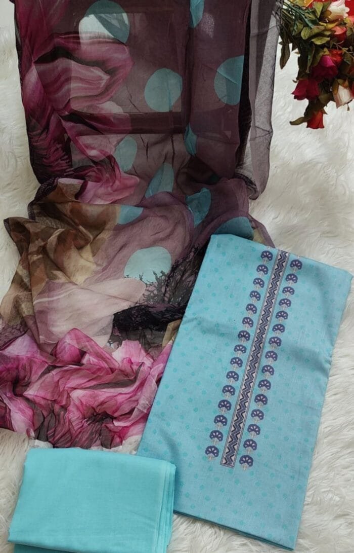 Dress premium cotton digital printed, Salwer cotton Dupatta Chiffon - Image 1